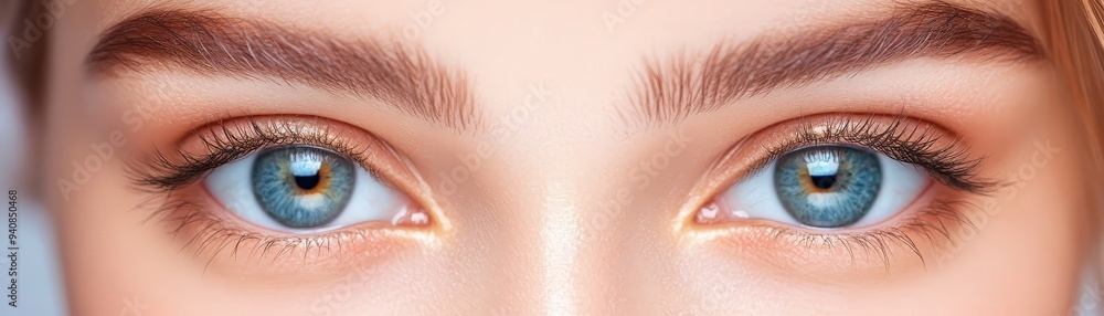 Close up of Beautiful Blue Eyes with Long Eyelashes Close up of Beautiful Blue Eyes with Long Eyelashes