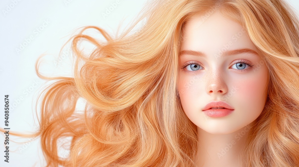 Fototapeta premium Beautiful Woman with Blonde Hair and Blue Eyes