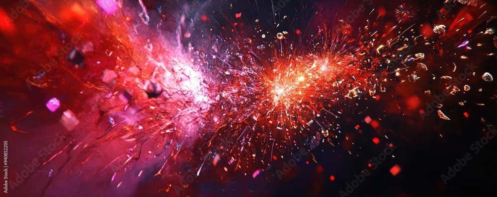 Vivid explosion of colors creating an abstract background with dynamic shapes and light effects for creative projects. Vivid explosion of colors creating an abstract background with dynamic shapes and light effects for creative projects.