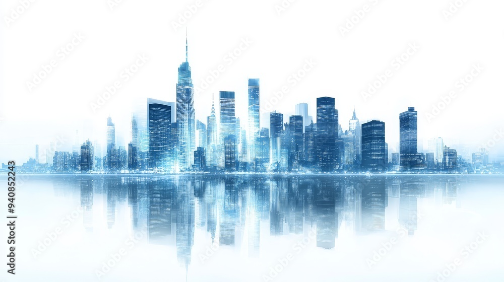 Obraz premium Abstract Cityscape Skyline with Reflections