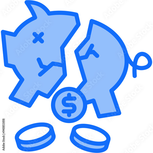 Broken Piggy Bank Icon