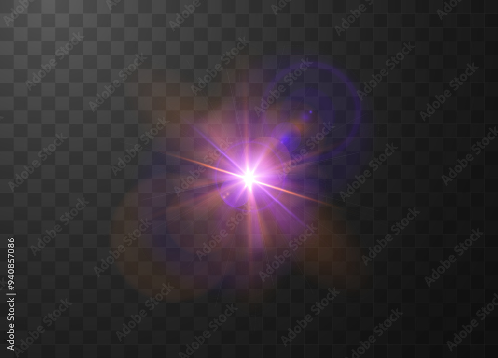 Vector flash effect with bright pink rays and highlights on a transparent background Vector flash effect with bright pink rays and highlights on a transparent background