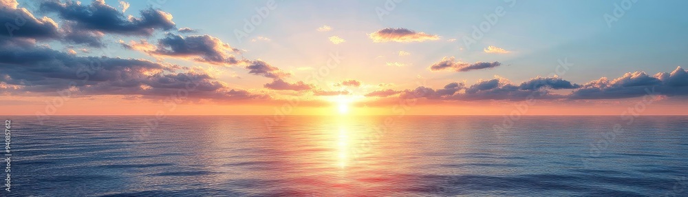 A serene sunset over the calm ocean, reflecting warm colors on the water surface, creating a peaceful and tranquil atmosphere. A serene sunset over the calm ocean, reflecting warm colors on the water surface, creating a peaceful and tranquil atmosphere.