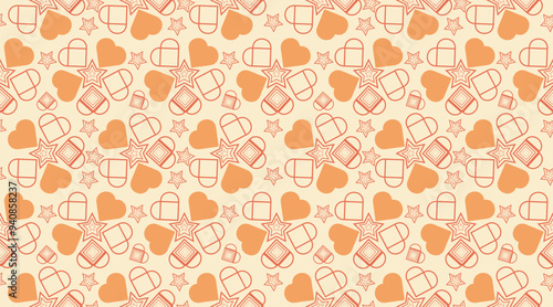 Heart-shaped seamless fabric pattern, wallpaper, seamless fabric pattern, leaf pattern.