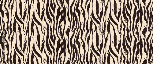 Zebra skin texture, wildlife fur abstract seamless pattern. Savannah animal stylish stripes background perfect for textile, print, fashion