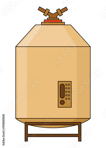 Brewery. Vintage brewing machine concept. Beer making process equipment, machinery symbol suitable for game asset, infographic or book print. Isolated vector illustration