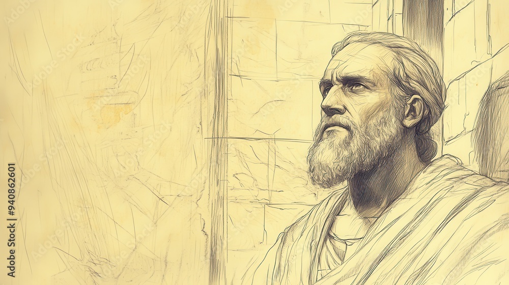 custom made wallpaper toronto digitalElijah Announces a Great Drought: Bible Wall Art Depicting His Departure After Prophesying, Biblical Illustration on Beige Background