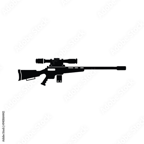 Striking Silhouette of a Sniper Rifle. A Powerful and Mysterious Representation of Precision and Strength.