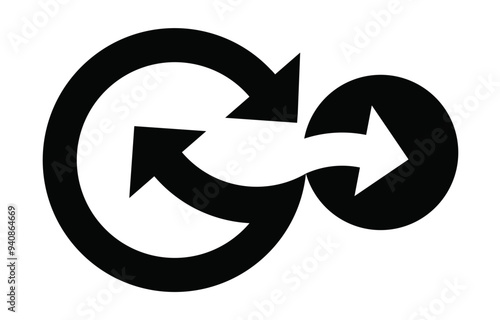 Intertwined arrows: Abstract symbolic representation of dynamic movement creating a flowing circular pattern.