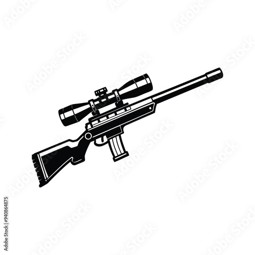 Striking Silhouette of a Sniper Rifle. A Powerful and Mysterious Representation of Precision and Strength.
