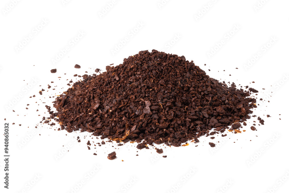 Pile of instant granulated cocoa nibs isolated on a white background. Pile of instant granulated cocoa nibs isolated on a white background.