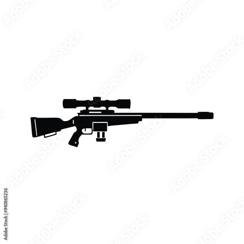 Striking Silhouette of a Sniper Rifle. A Powerful and Mysterious Representation of Precision and Strength.