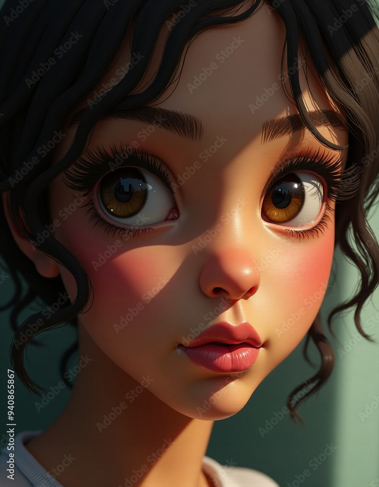 Natural Beauty Portrait: Captivating Hair and Radiant Glow, Digital Painting of a Beautiful Girl Natural Beauty Portrait: Captivating Hair and Radiant Glow, Digital Painting of a Beautiful Girl