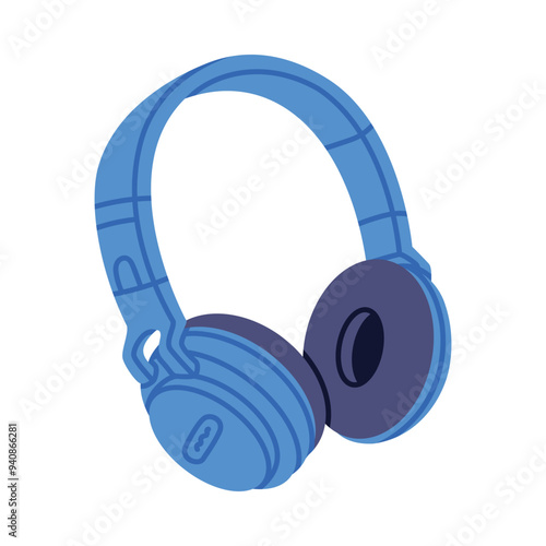 Headphones as Device for Music Listening Vector Illustration