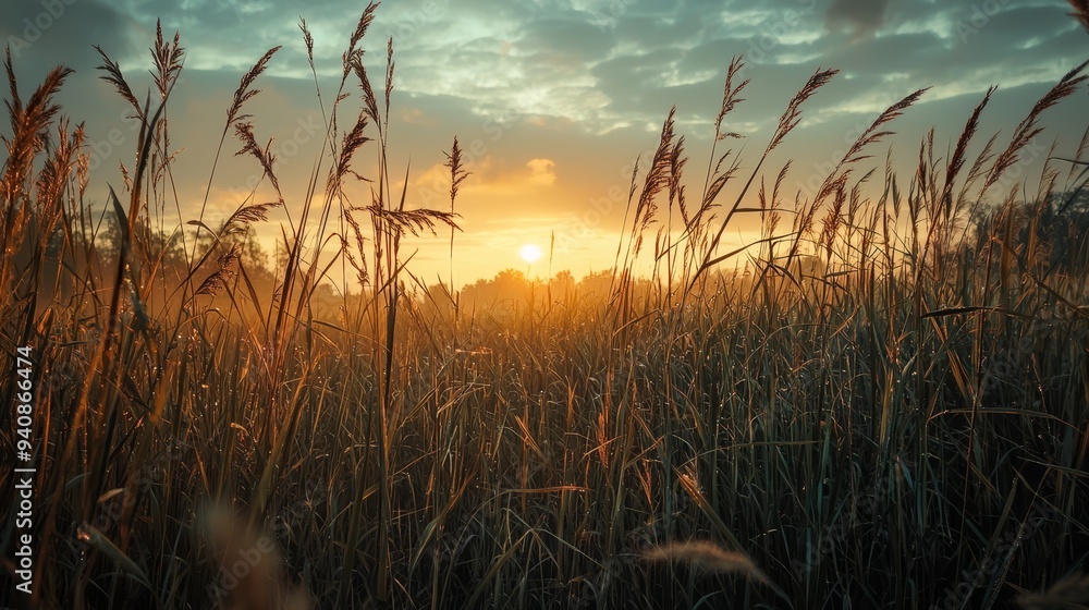 Fototapeta premium Tall grass dominates the foreground