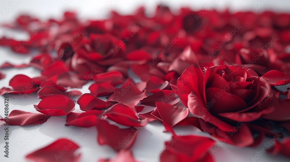 Red and white background with petals. Red and white background with petals.