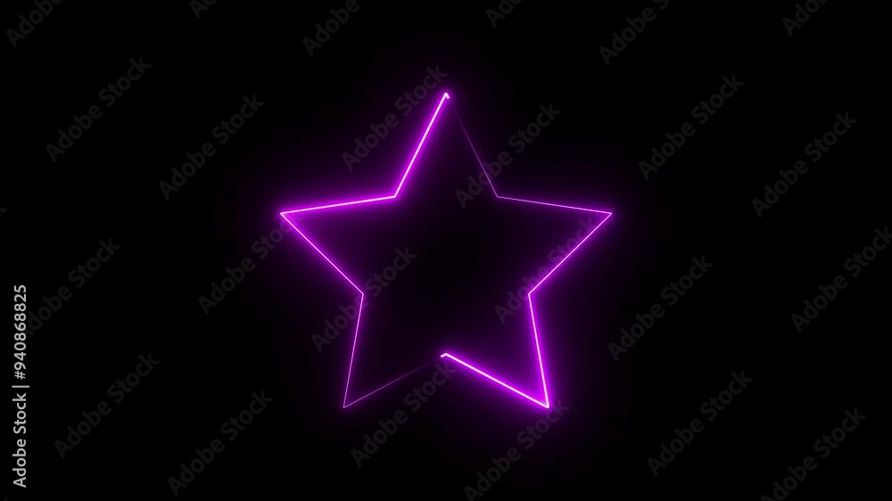 neon sing star icon animation on background. neon sing star icon animation on background.