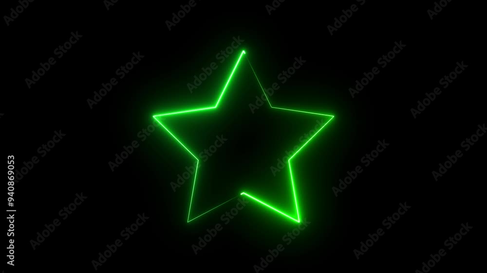 neon sing star icon animation on background. neon sing star icon animation on background.