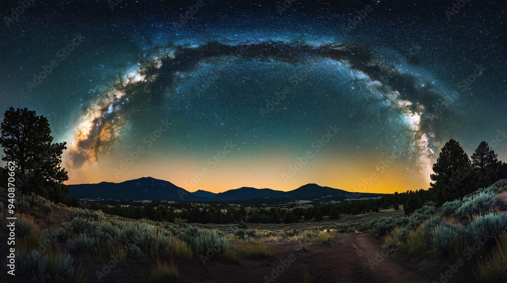 A breathtaking view of a starry night sky filled with countless stars over a serene landscape A breathtaking view of a starry night sky filled with countless stars over a serene landscape