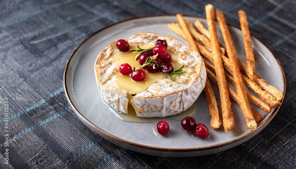 Baked Camembert with breadsticks space for text Baked Camembert with breadsticks space for text