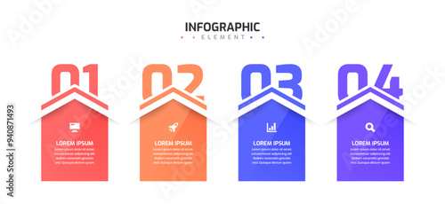 Colorful Business Infographic Template Creative Design with Icon and 4 Number for Presentation