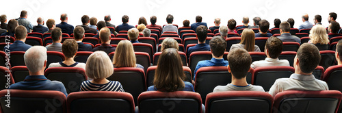 Audience at conference presentation isolated on transparent background