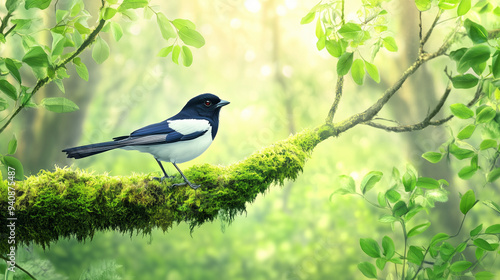 Beautiful black and white Magpie Robin amidst the fascinating nature.