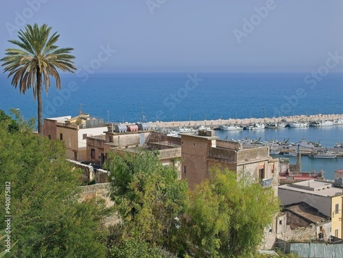 View on the harbor of Sciacca in the afternoon