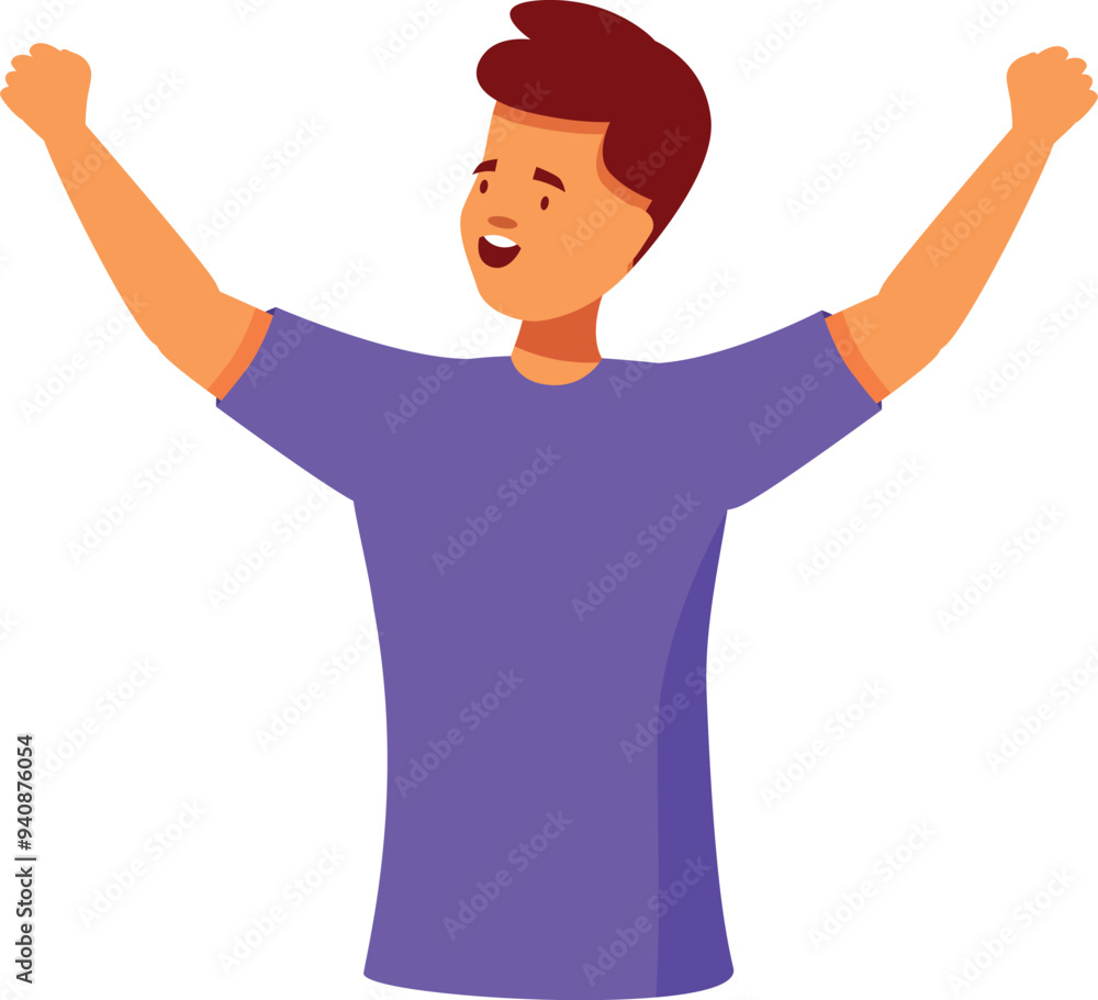 Young man raising his arms in the air, excited and happy Young man raising his arms in the air, excited and happy