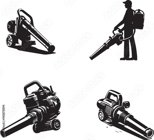 silhouette of clean vector Leaf blower  isolated on white background
 
