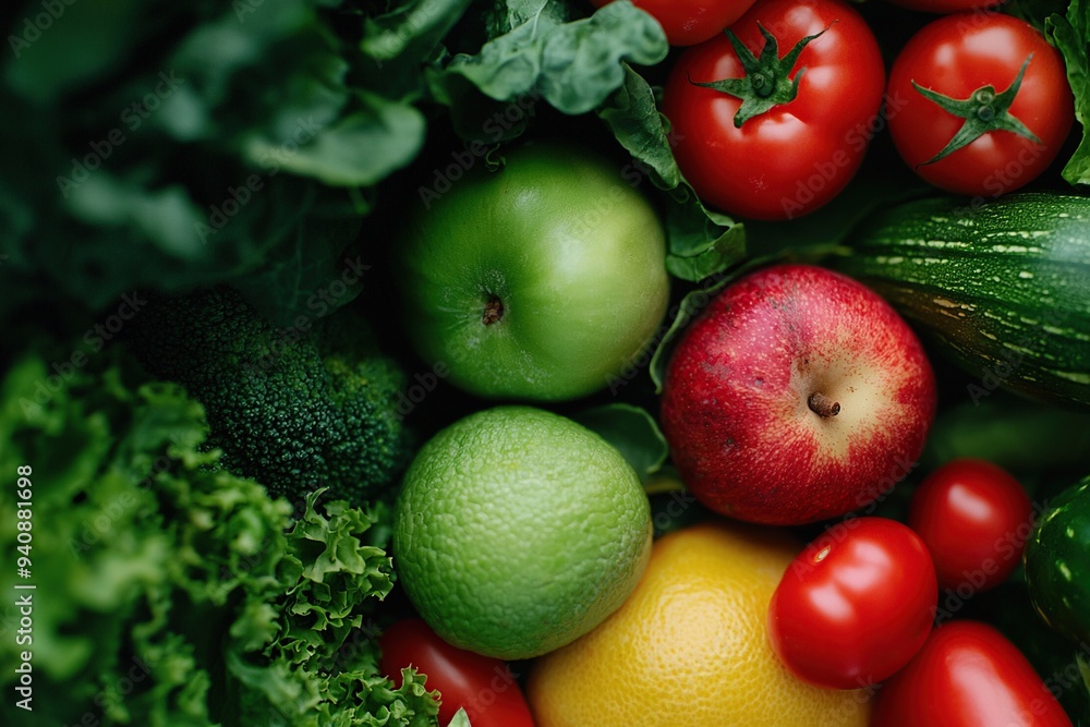 Fruit and vegetable background. Ai Generative Fruit and vegetable background. Ai Generative