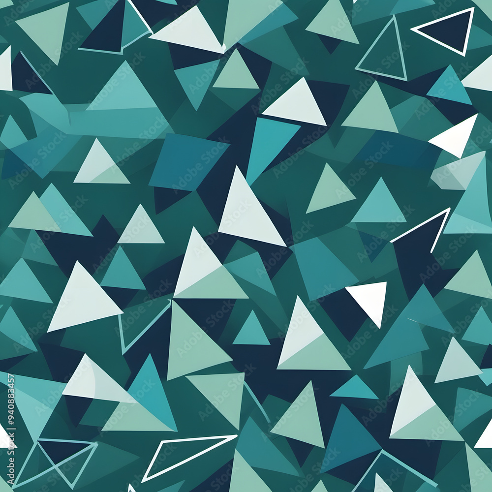 Geometric T-shirt Design Featuring Overlapping Triangles and Circles in Various Shades of Blue and Green, Creating a Modern and Abstract Pattern with Crisp Lines, Perfect for a Bold Fashion Statement. Geometric T-shirt Design Featuring Overlapping Triangles and Circles in Various Shades of Blue and Green, Creating a Modern and Abstract Pattern with Crisp Lines, Perfect for a Bold Fashion Statement.