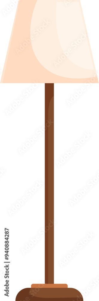 Tall floor lamp is standing on a white background, providing light Tall floor lamp is standing on a white background, providing light