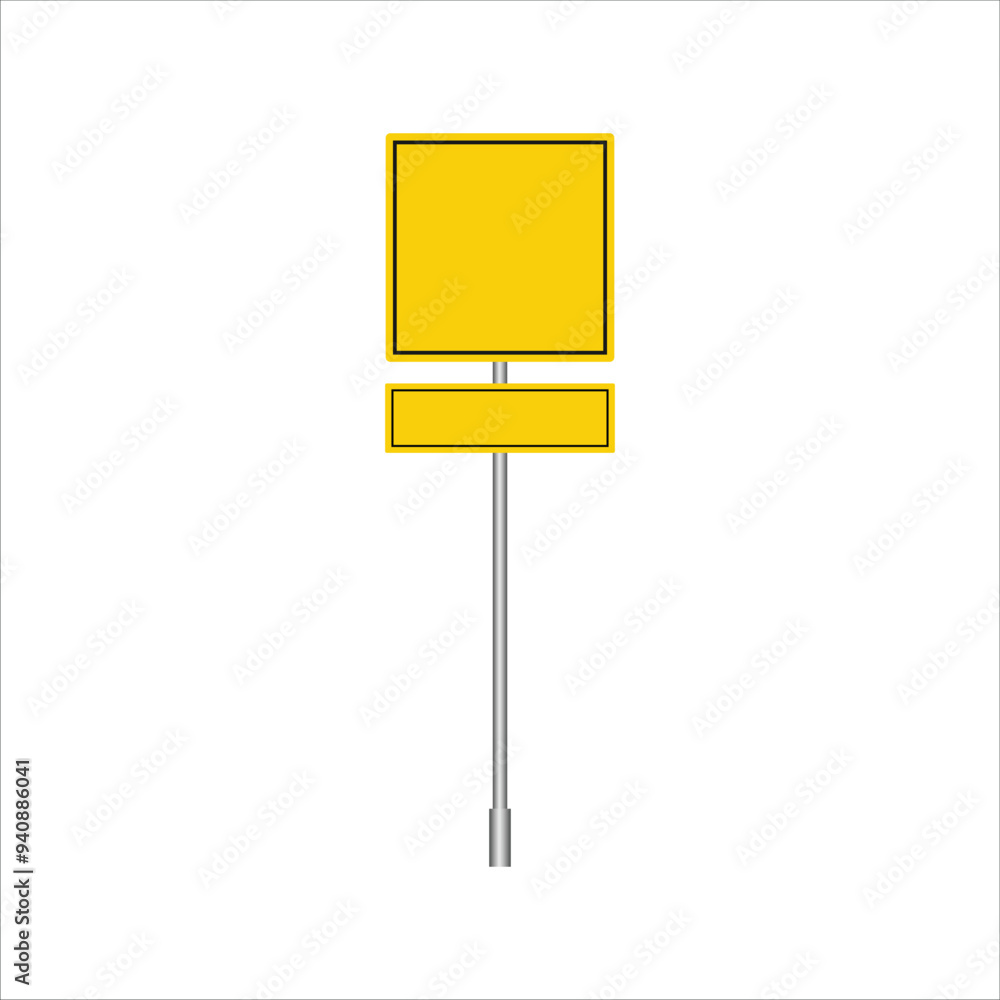 Yellow street road sign. Traffic control sign. Isolated background vector illustration. Yellow street road sign. Traffic control sign. Isolated background vector illustration.