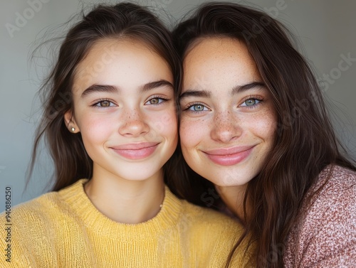 Two smiling women enjoying a close moment, showcasing joy and connection in their expressions.