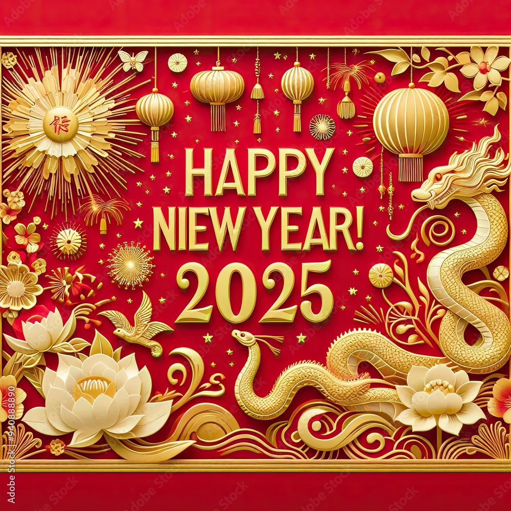 2025 Snake year paper art background with Generative AI. 2025 Snake year paper art background with Generative AI.