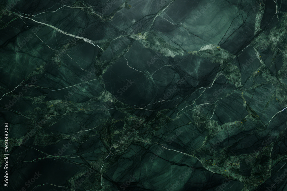 Fototapeta premium Processed collage of luxurious dark green glossy marble texture. Background for banner