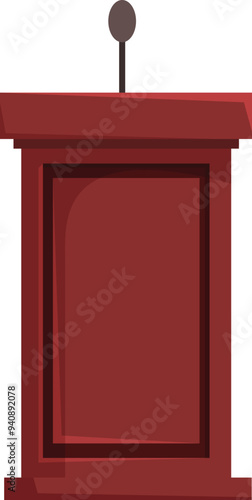 Classic wooden podium with a microphone, perfect for presentations, speeches, and conferences
