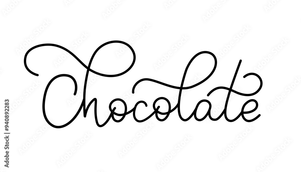 Obraz premium Chocolate vector lettering in script monoline style. 