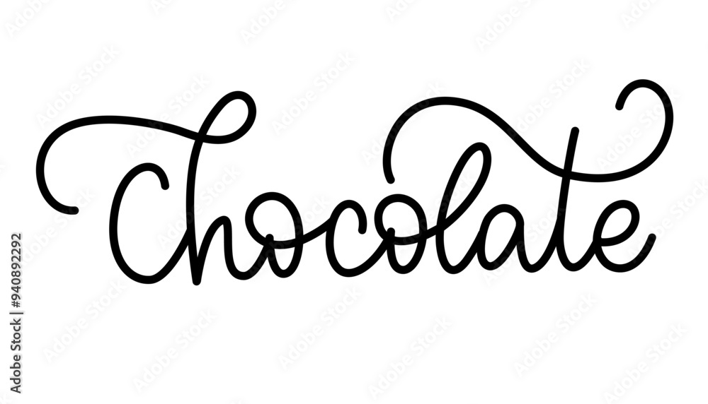 Chocolate vector lettering in script monoline style. Chocolate vector lettering in script monoline style.