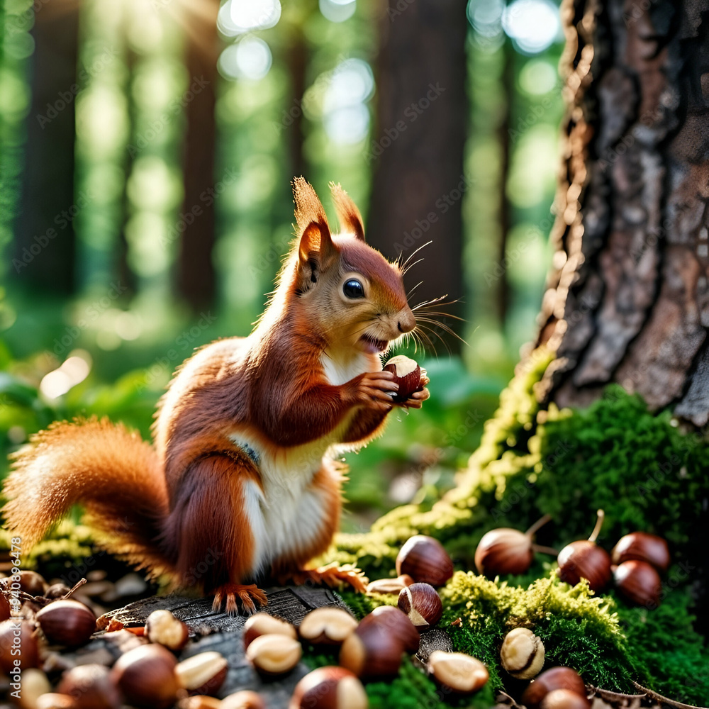 Obraz premium squirrel on a tree