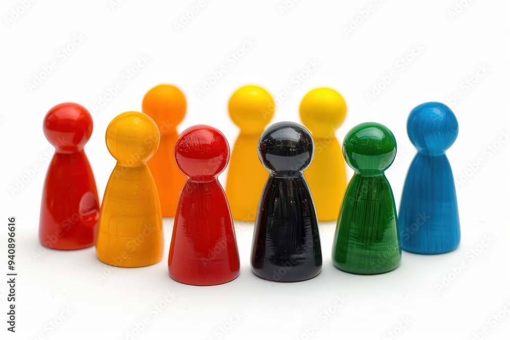 Two Groups. Game Figures Representing Teamwork and Competition. Human Relationships Concept. Isolated on White Background. Two Groups. Game Figures Representing Teamwork and Competition. Human Relationships Concept. Isolated on White Background.
