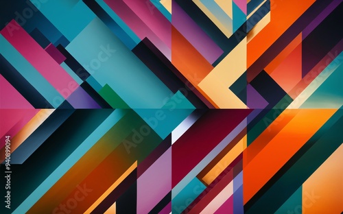 Vibrant Geometric Shapes Abstract Background with Overlapping Elements