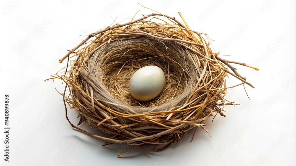 Obraz premium Bulle nestled in a bird's nest, protection, Earth, environment, eco-friendly, sustainable, conservation, care, planet, ecosystem