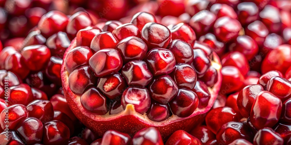 Delicious close-up of red ripe pomegranate seeds, texture, macro, food, juicy, fresh, healthy, fruit, background Delicious close-up of red ripe pomegranate seeds, texture, macro, food, juicy, fresh, healthy, fruit, background