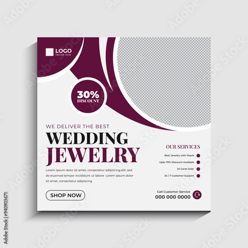 Luxurious Jewelry social media post or web banner template design