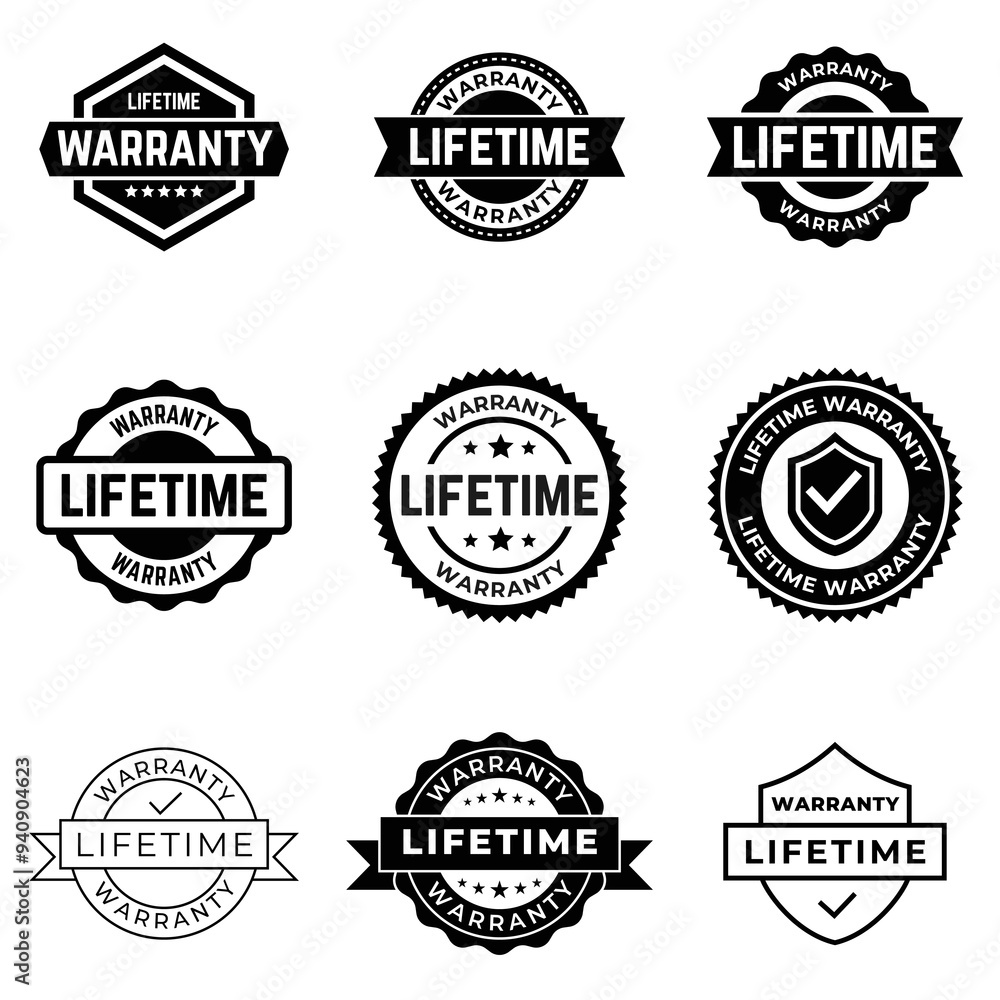 Set of Lifetime Warranty Stamp, Imprint, Seal Template in flat color. Vector Stock Illustration Set of Lifetime Warranty Stamp, Imprint, Seal Template in flat color. Vector Stock Illustration