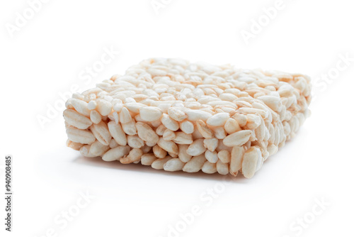 Puffed rice bar isolated on white background