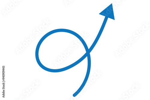 arrow, long, vector, bend, red, spread, icon, head, rise, up, upward, circle, symbol, down, loop, mutual, web, round, mark, background, pattern, business, design, illustration, white, white background