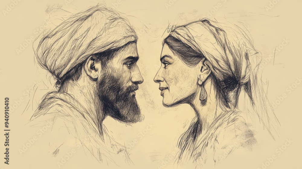 The Queen of Sheba and Solomon Engage in Deep Conversation in 2 Chronicles, Discussing Wisdom and Governance, Biblical Illustration for Faith and Worship, Beige Background The Queen of Sheba and Solomon Engage in Deep Conversation in 2 Chronicles, Discussing Wisdom and Governance, Biblical Illustration for Faith and Worship, Beige Background